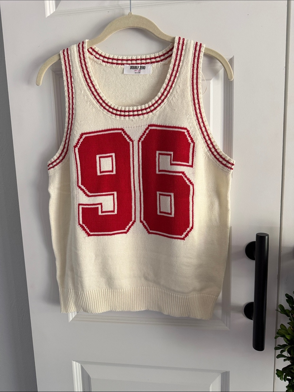 Double Zero Knit Sweater Vest with Red '96' Graphic-Collegiate Game Day